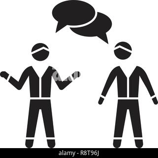 Misunderstanding black vector concept icon. Misunderstanding flat illustration, sign Stock Vector