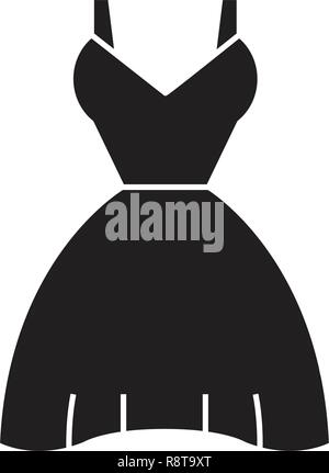 Pom dress black vector concept icon. Pom dress flat illustration, sign Stock Vector