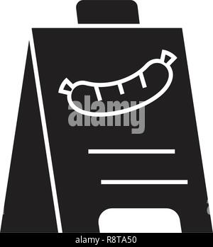 Restaurant billboard black vector concept icon. Restaurant billboard flat illustration, sign Stock Vector