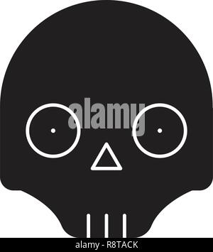 Scull emoji black vector concept icon. Scull emoji flat illustration, sign Stock Vector