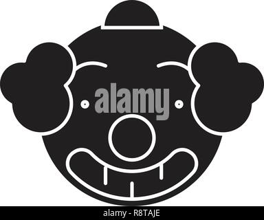 Smiling clown emoji black vector concept icon. Smiling clown emoji flat illustration, sign Stock Vector