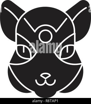 Squirrel head black vector concept icon. Squirrel head flat illustration, sign Stock Vector