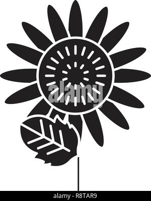 Sunflower black vector concept icon. Sunflower flat illustration, sign Stock Vector