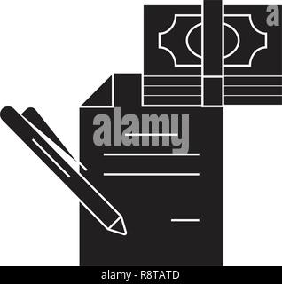 Technical financial report black vector concept icon. Technical financial report flat illustration, sign Stock Vector