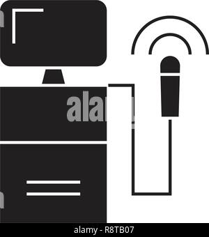 Ultrasound treatment black vector concept icon. Ultrasound treatment flat illustration, sign Stock Vector