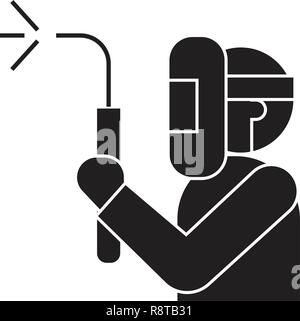 Welding service black vector concept icon. Welding service flat illustration, sign Stock Vector