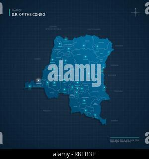 Map of Democratic Republic of the Congo as a dark area Stock Vector ...