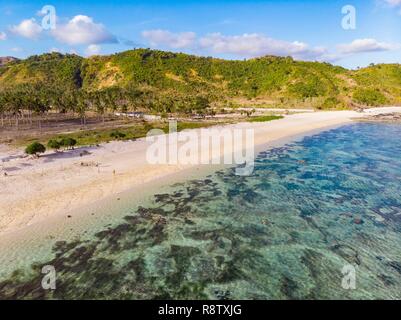 Indonesia, Lombok, Kuta area, Tampa beach (aerial view) Stock Photo