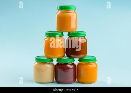 Jars of puree Stock Photo