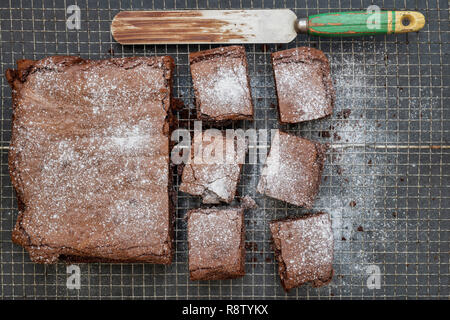 Homemade Chocolate Brownies on a cooling rack Stock Photo