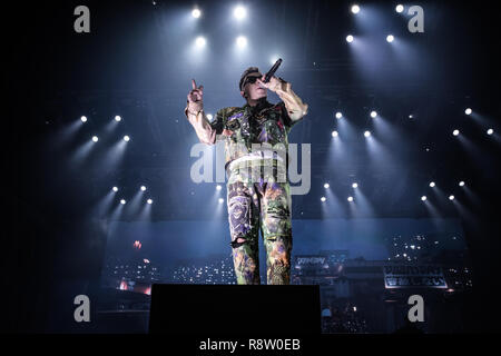 Rome, Italy. 16th Dec, 2018. Italian rapper Salmo performs live in Rome at Palazzo dello Sport for his Playlist Tour 2018/2019. Credit: Danilo D'Auria /Pacific Press/Alamy Live News Stock Photo