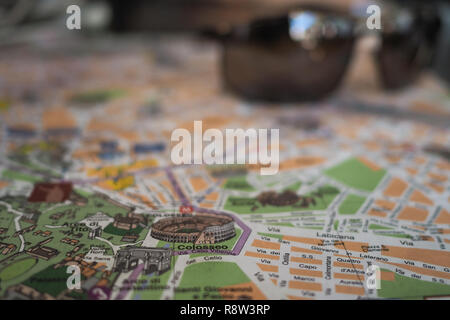 Close up of the Colosseum on a tourist map Stock Photo