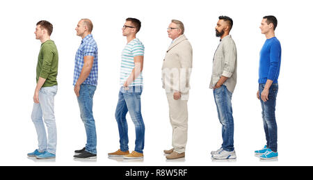 group of diverse men standing in line Stock Photo