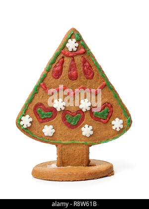 Christmas gingerbread tree cookie isolated on white Stock Photo