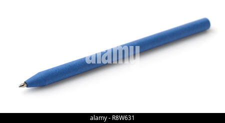 Blue promotional recycled paper pen isolated on white Stock Photo