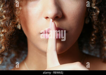 Beautiful black woman portrait. She opens her Stock Photo