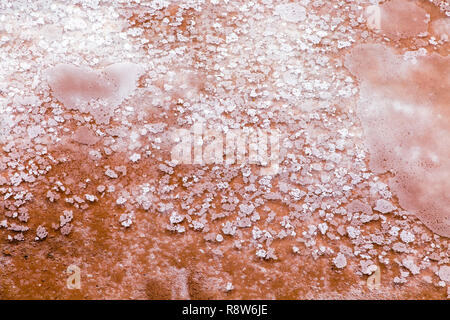 Close-up of salt crystals in the salt pools in Maras, Peru Stock Photo