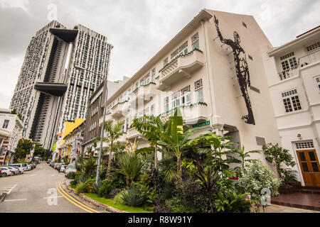 Traditional buildings on Bukit Pasoh Road, Outram Park, Singapore Stock Photo