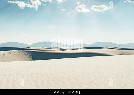 Desert sand dune landscape of White Sands National Monument in New Mexico, USA Stock Photo