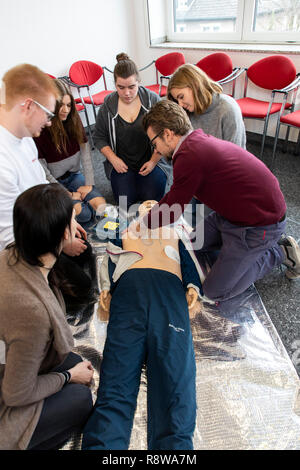 First Aid Course, First Aid Training, Emergencies, Practice Training, Resuscitation, Cardiac Arrest, Using AED, Automated External Defibrillation, Stock Photo