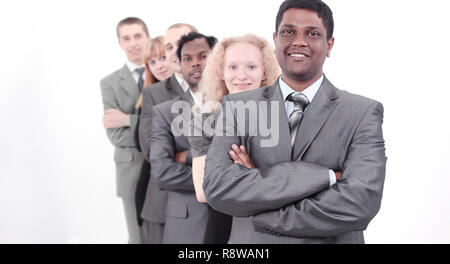 Portrait of a woman and man office workers smiling Stock Photo