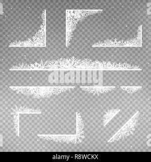 snowflakes frame corner template set Stock Vector