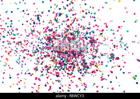 Festive background of party confetti isolated on white Stock Photo
