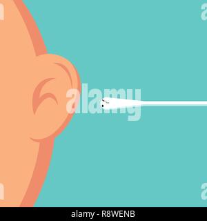 Smiling cute cotton bud cleaning kids ear Vector Image