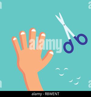 Smiling Cute Cutting nails to a child, Habituate kid card or poster. Stock Vector