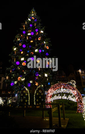 2018 Christmas market in Strasbourg, the Capital de Noel in France. A terrorist attack happened on 11th December. Stock Photo