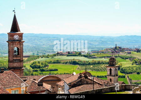 The village of Govone and the landscape of langhe in Piedmont, Italy Stock Photo