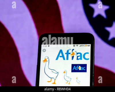 Aflac Insurance company logo seen displayed on smart phone Stock Photo Aflac Insurance company logo seen displayed on smart phone Stock Photo