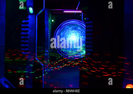 space ship interior science fiction abstract background Stock Photo