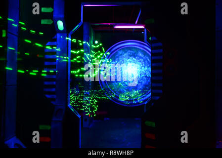 space ship interior science fiction abstract background Stock Photo