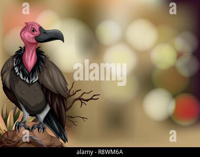 A vulture on blurry background illustration Stock Vector