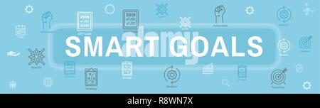 2019 SMART Goals Vector graphic w various Smart goal keywords Stock Vector