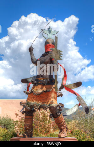 Apache Mountain Spirit Dancer Statue, by Craig Dan Goseyun, Museum Hill, Santa Fe, New Mexico, USA Stock Photo