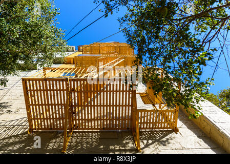 Yellow fire ladders in a building in San Francisco Stock Photo