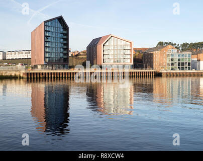 Smokehouses apartments, a residential development on the site of the old Smith's Dock in North Shields, north east England, UK Stock Photo