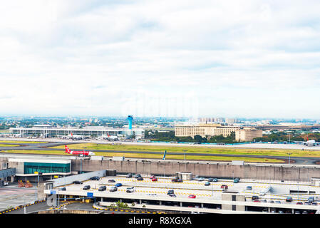 KUALA LUMPUR, MALAYSIA - FEBRUARY 16, 2018: View of the runway city airport. Copy space for text Stock Photo