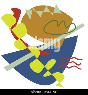 Matisse inspired ship, colorful design, vector illustration Stock Vector