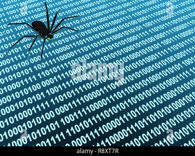 Internet concept - spider and binary code Stock Photo