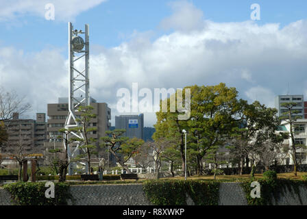 The Peace Clock Tower in Hiroshima Peace Memorial Park, Hiroshima, Japan. Stock Photo