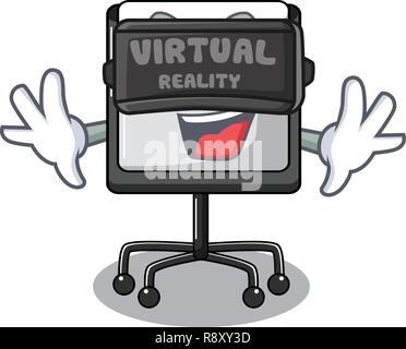 Virtual reality presentation board cartoon on the floor Stock Vector