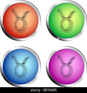 ZODIAC TAURUS ICON colored circle push button Set - Vector illustration Stock Vector