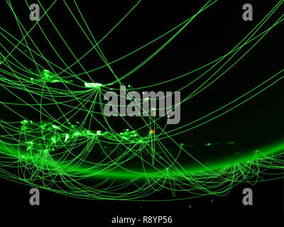 Caribbean on green model of planet Earth with network representing green age, travel and communication. 3D illustration. Elements of this image furnis Stock Photo