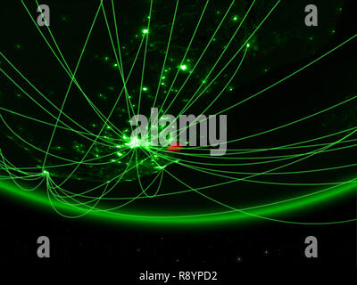 eSwatini on green model of planet Earth with network representing green age, travel and communication. 3D illustration. Elements of this image furnish Stock Photo