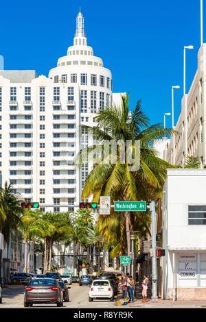 United States, Florida, Miami, Miami Beach, 16th Street Stock Photo