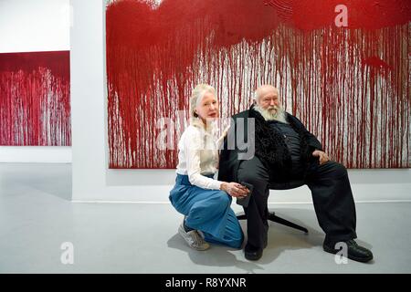 France, Paris, Galerie RX, Hermann Nitsch, Hermann Nitsch, contemporary Austrian artist, co founder of the Wiener Aktionismus movement (Viennese Actionism) Stock Photo