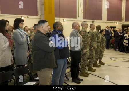 U.S. Army Brig. Gen. Michel Natali, commander of the 53rd Troop Command, New York Army National Guard, is promoted at Camp Smith Training Site, Cortlandt Manor, N.Y., March 18, 2017. Stock Photo